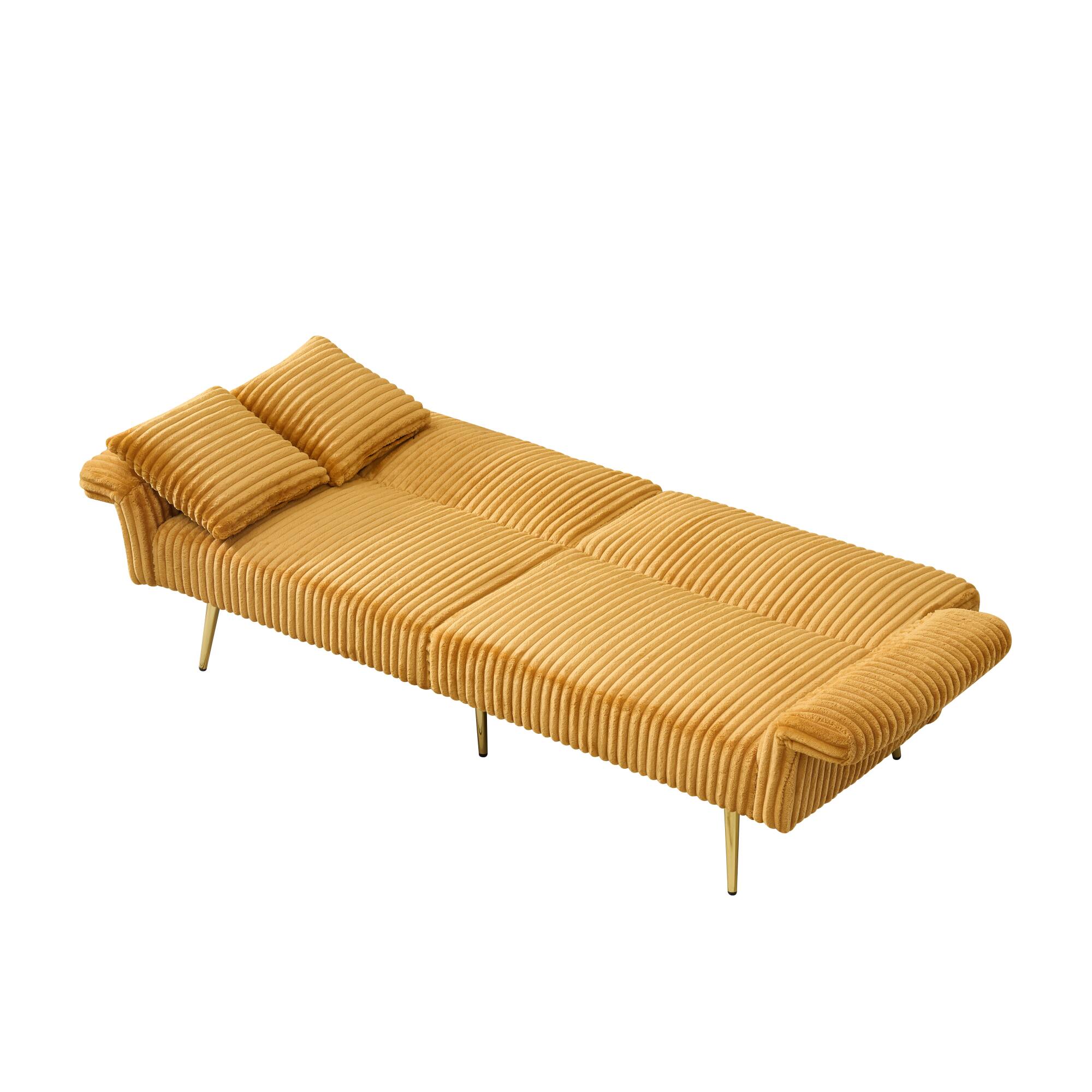 Alt View 9. GOODSILO - Foldable Corduroy Sofa Bed with Adjustable Armrests for Living Rooms and Compact Spaces - Yellow.