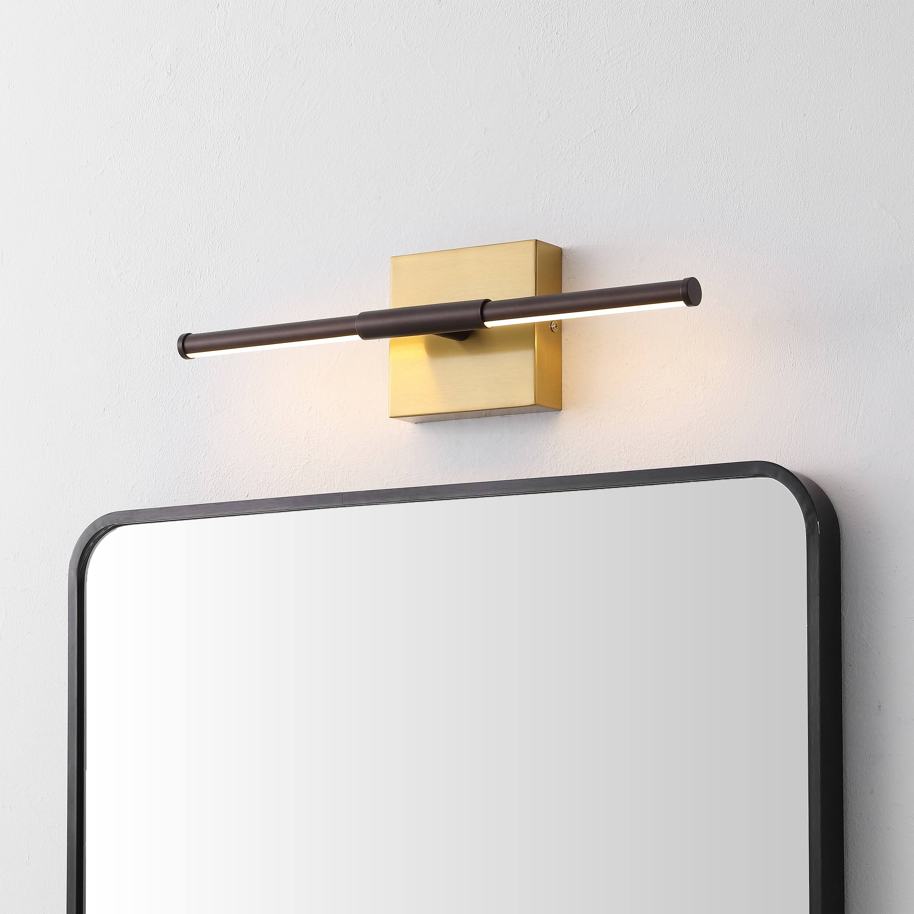 Alt View 1. Jonathan Y - McKenna 16.25" Modern Minimalist Dimmable Integrated LED Metal Wall Sconce, Oil Rubbed Bronze/Brass Gold - Oil Rubbed Bronze/Brass Gold.
