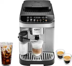 De'Longhi - Magnifica Evo Espresso Machine with Automatic Milk Frother for Hot and Iced Lattes, Coffee and More - Silver