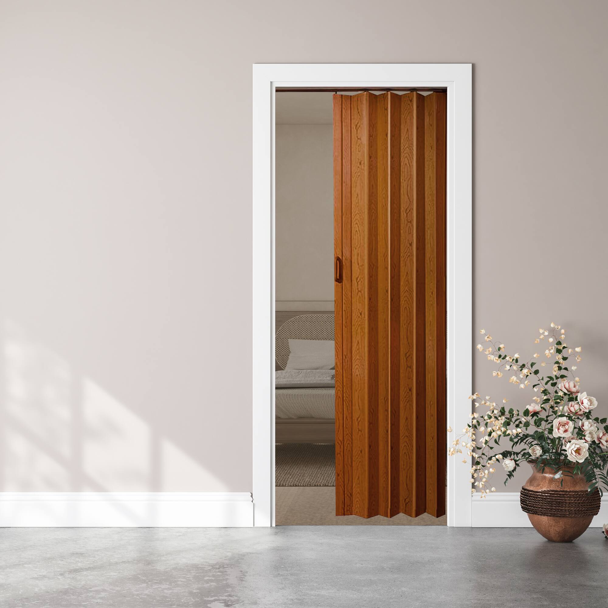 Alt View 10. LTL Home Products - LTL Home Products OK4880PC Oakmont Accordion Folding Door, 48 x 80 Inches, Pecan - Brown.