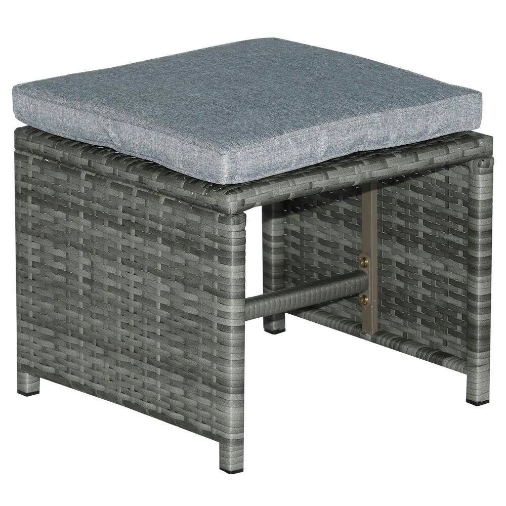 Alt View 2. Resenkos - Resenkos 9 Piece Outdoor Rattan Wicker Dining Table and Chairs Furniture Set, Cushions, Mixed Gray And Gray - Mixed Gray/Gray.