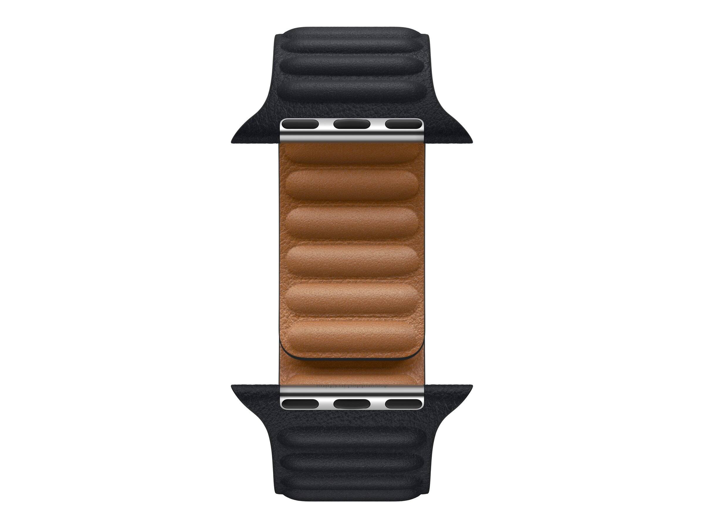 Alt View 4. Apple - Apple Watch Band - Leather Link - (45mm) - Midnight - Black.