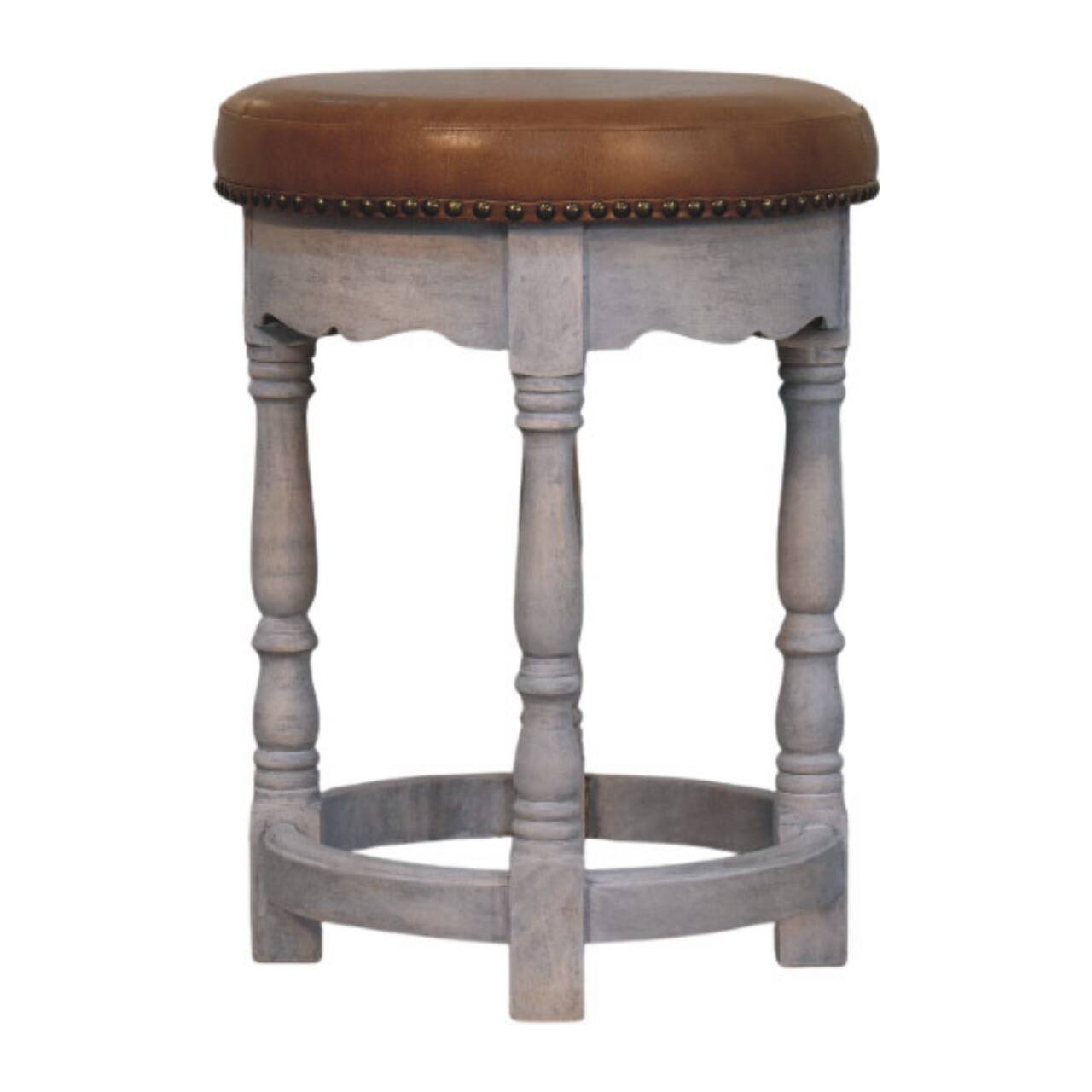 Alt View 5. Artisan Furniture - Artisan Furniture Solid Wood Rustic Charm Stool - Grey.