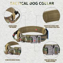 MOSZAR LLC - Dog Collar & Bungee Leash Set – Adjustable, Metal Buckle, Airtag Ready (L) - Camouflage