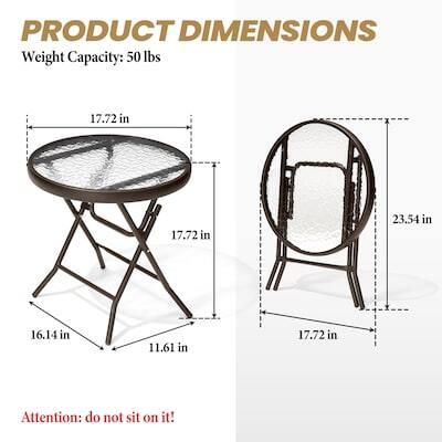 PRODUCT DIMENSIONS  
Weight Capacity: 50 lbs  
17.72 in x 17.72 in x 23.54 in x 16.14 in x 11.61 in x 17.72 in  

Attention: do not sit on it!