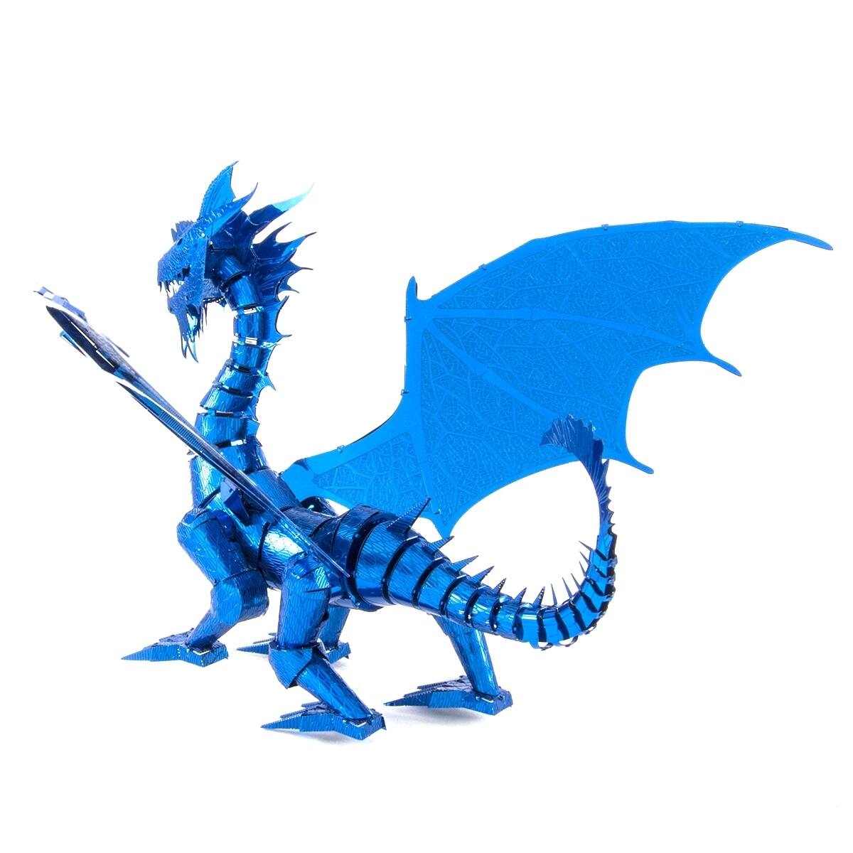 Alt View 1. Metal Earth - Metal Earth Premium Series Blue Dragon 3D Metal Model Kit Fascinations - Silver.