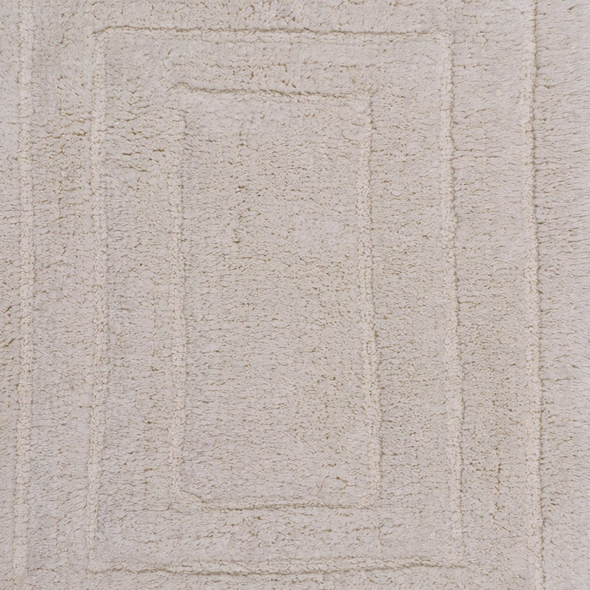 Left. Knightsbridge - Knightsbridge Ivory Cotton Bath Rug with Traditional Racetrack Design - ivory.