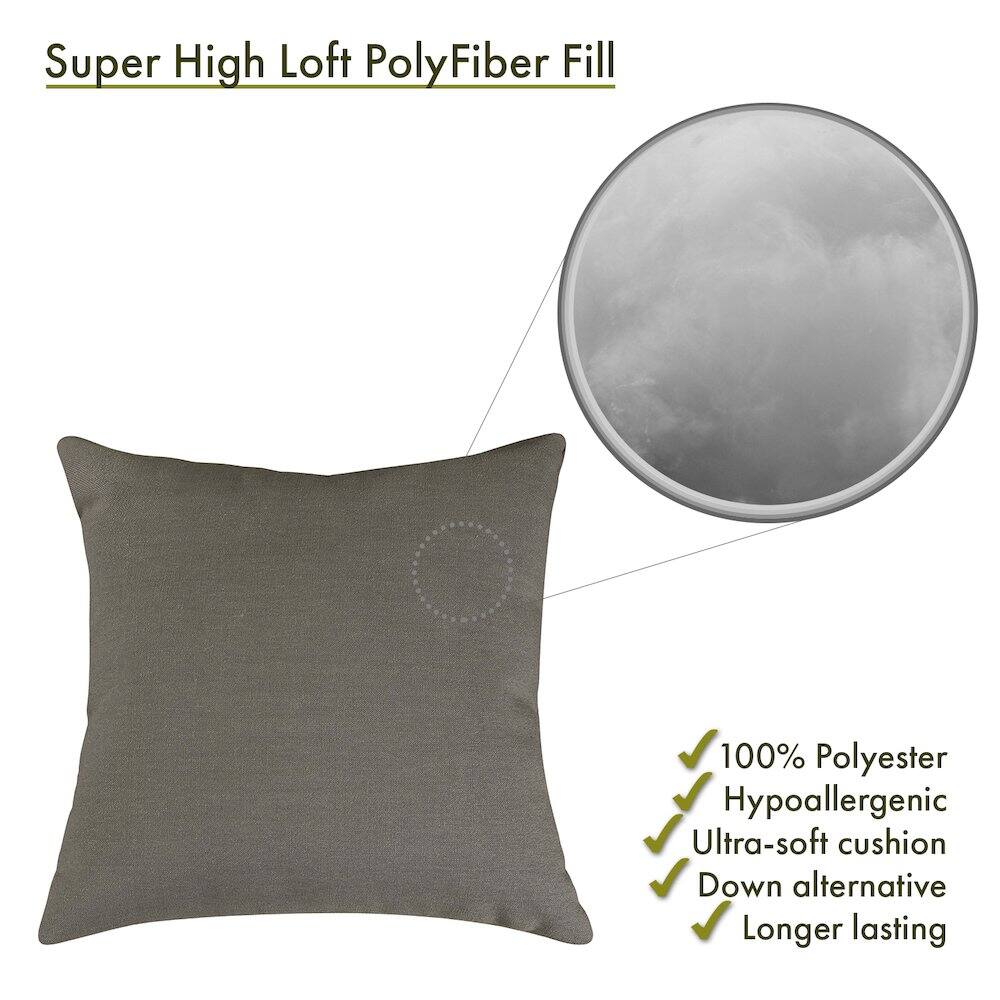 Super High Loft PolyFiber Fill

- 100% Polyester
- Hypoallergenic
- Ultra-soft cushion
- Down alternative
- Longer lasting