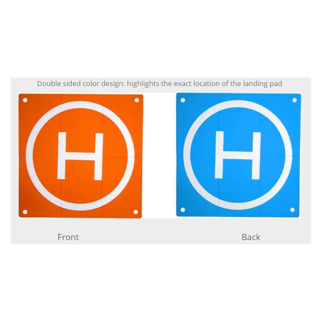 Double sided color design: highlights the exact location of the landing pad

Front

Back