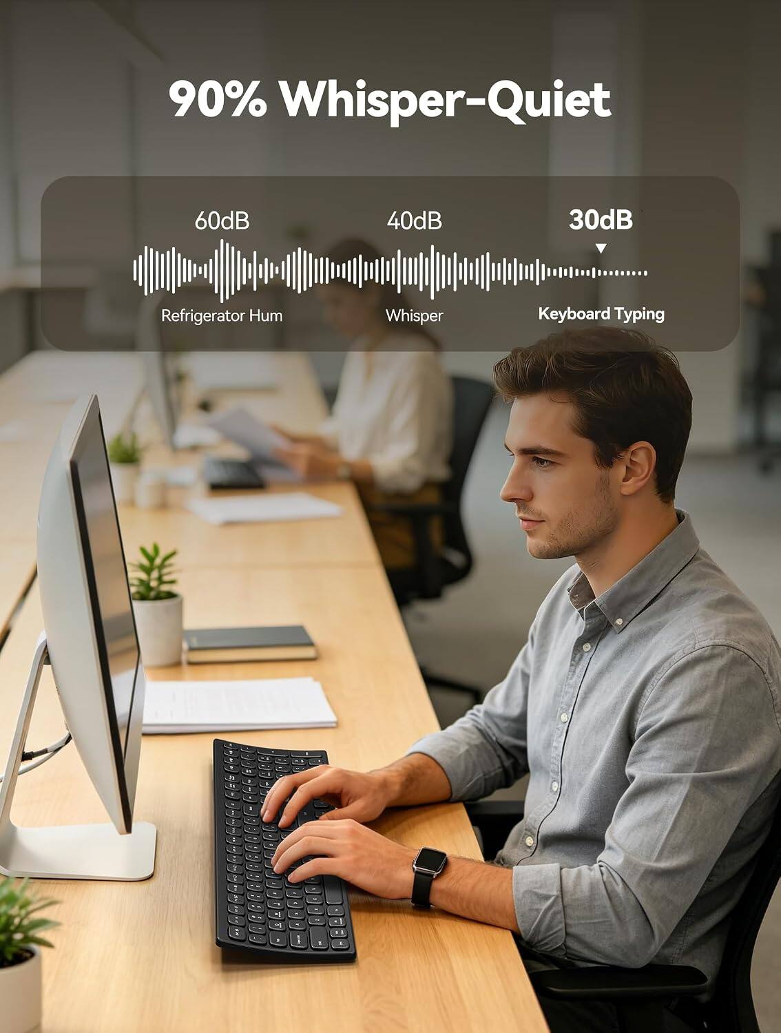 90% Whisper-Quiet

60dB
40dB
30dB

Refrigerator Hum
Whisper
Keyboard Typing