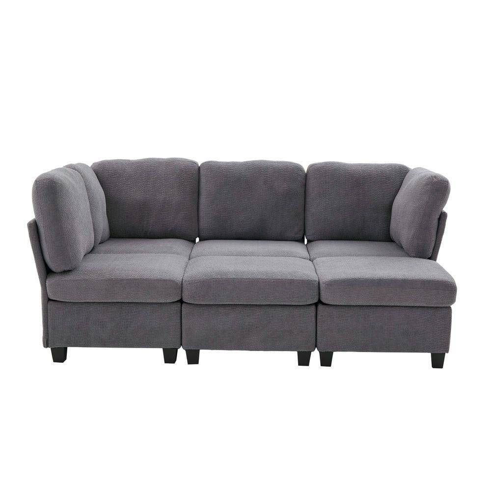 Alt View 7. Kadyn - U-Shaped 6-Seat Sectional, Convertible Modular Design with Chaise and Storage Ottoman, Gray - Gray.