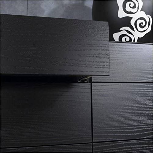 Left. SlickBlue - Black Woodgrain Modern Double Dresser with 6 Storage Drawers - Black.