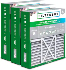 Filterbuy - 16x20x5 MERV 8 Dust & Allergy Defense, Pleated HVAC AC Furnace Air Filters Replacement for Honeywell & Lennox (3-Pack) - Silver