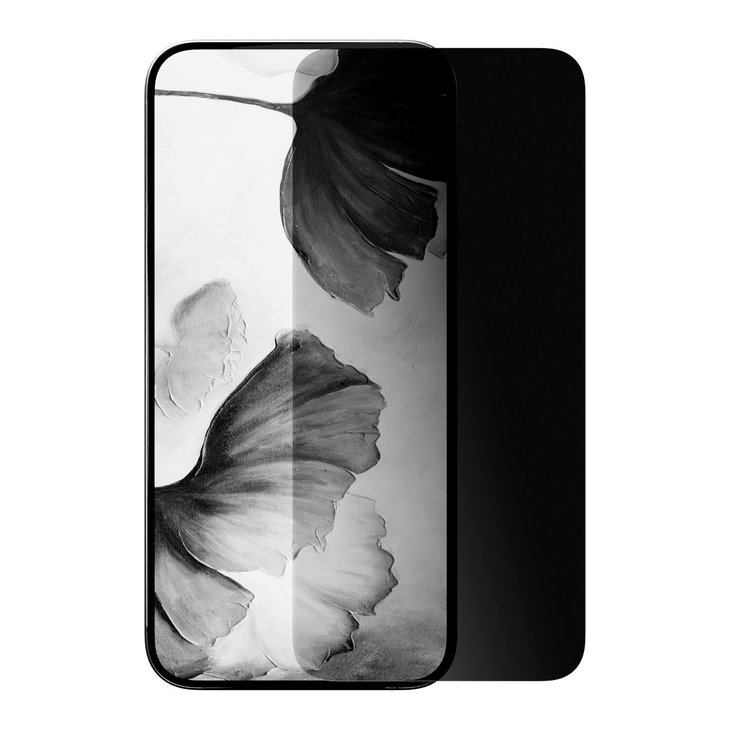 Left. Cellhelmet - Privacy Tempered Glass Screen Protector with Alignment Tray, $100 Coverage for iPhone 17/16 Pro - Clear.