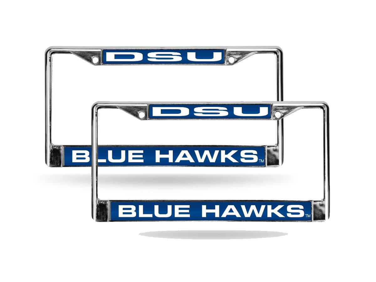 Dickinson State Bluehawks Chrome Metal Laser Cut License Plate Frame - Set of 2 Frames