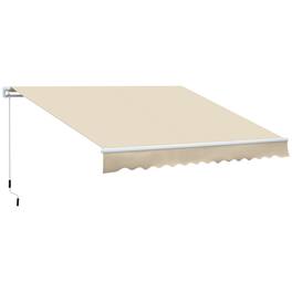 Outsunny - 12' x 8' Retractable Awning Patio Awnings Sun Shade Shelter with Manual Crank Handle, 280g/m² UV - Cream White