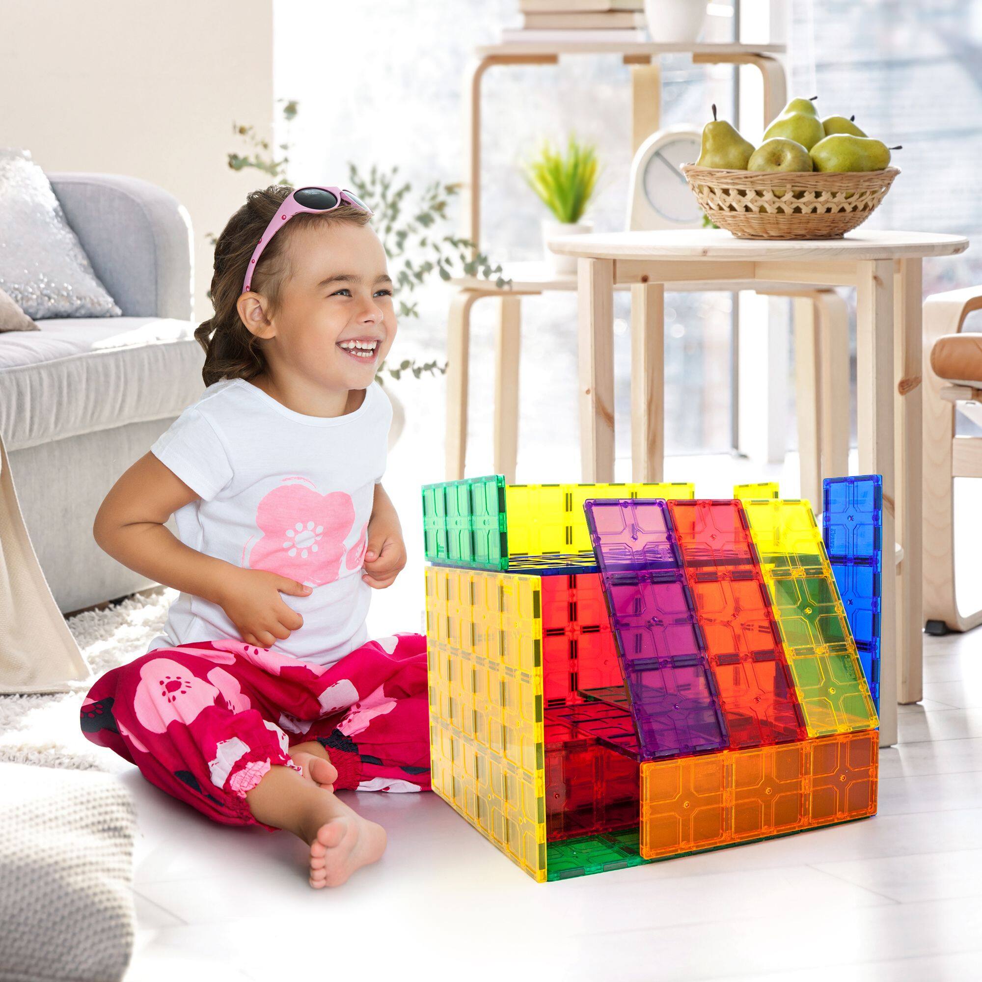 Alt View 2. PicassoTiles - PICASSO-TILES 28 PC  Magnetic Tiles, Magnetic Building Blocks for Kids, Magnet for Kids 3+.