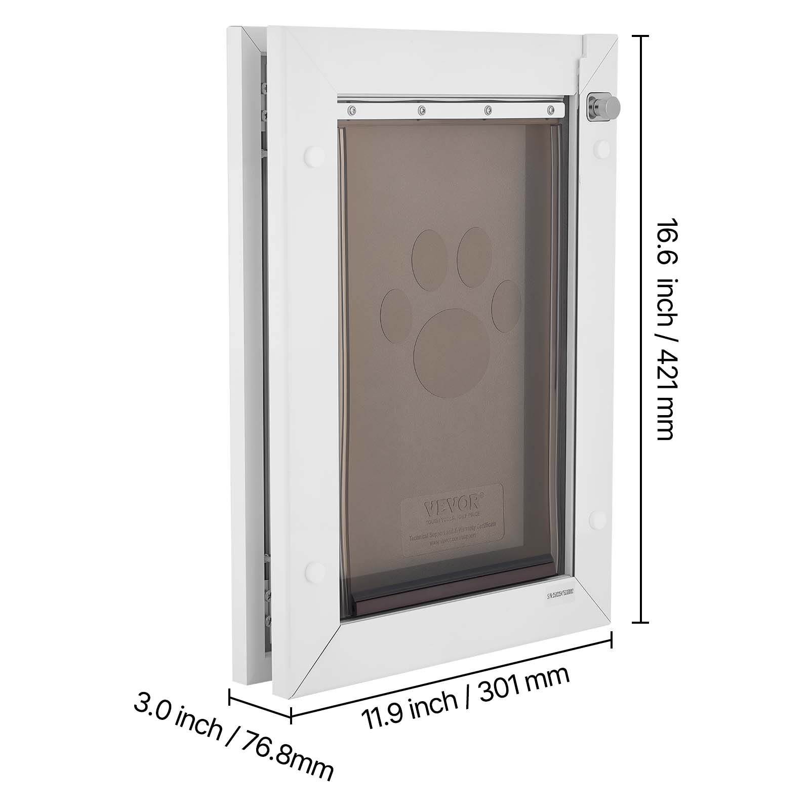 16.6 inch / 421 mm  
VEVOR UPO WTICA  
- 301 mm  
3.0 inch  
1 inch  
11.9 inch  
76.8 mm