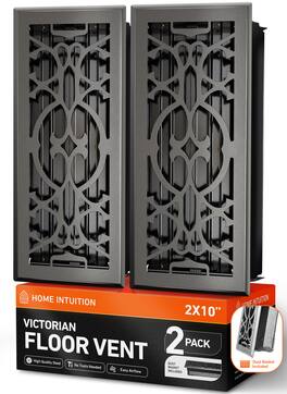 Home Intuition - Victorian Floor Vent Covers 2X14 Inch with Mesh Cover, Heat and Air for HVAC, 2-Pack - Dark Gray