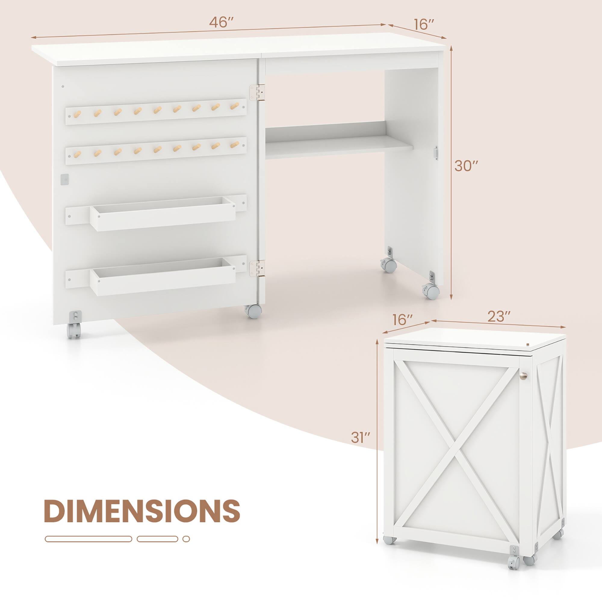 46" x 16" x 30" x 16" x 23" x 31" DIMENSIONS