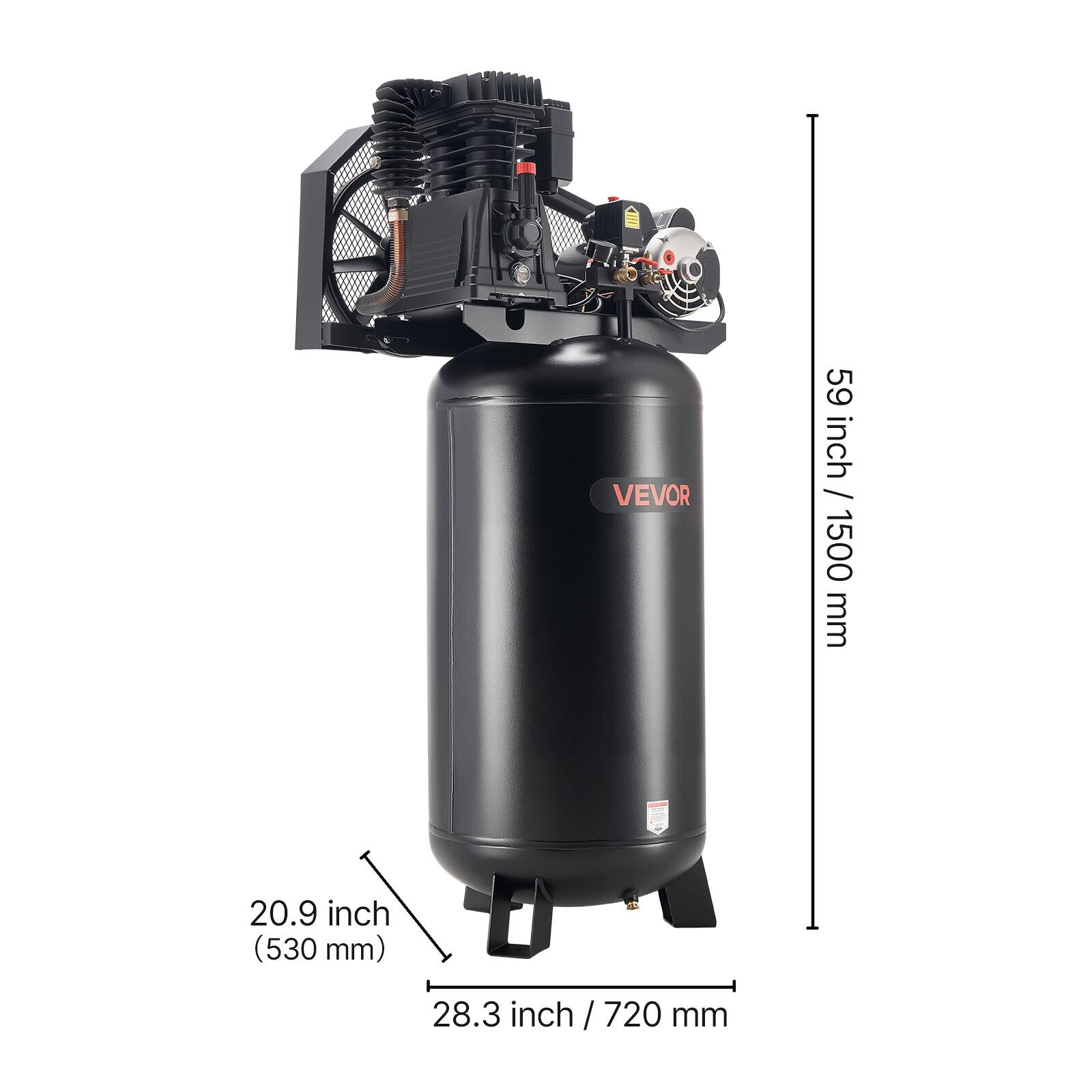 VEVOR

59 inch / 1500 mm

20.9 inch (530 mm)

28.3 inch / 720 mm