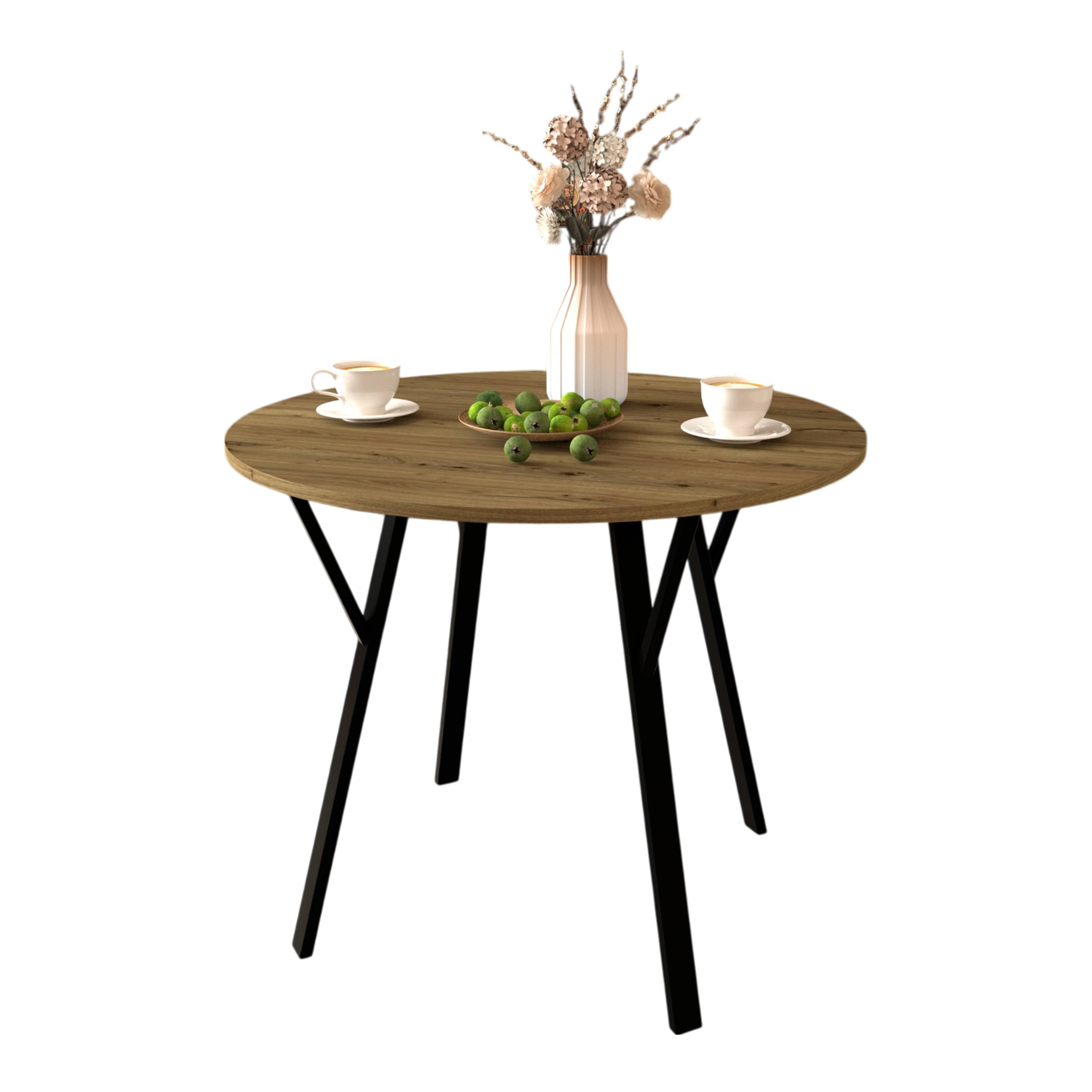 Alt View 4. Z-Edge - 35.4" Small Round Dining Table for 2-4 People, Dinner Table Space Saving Circle Kitchen Table for Small Space, Apartment - Brown.