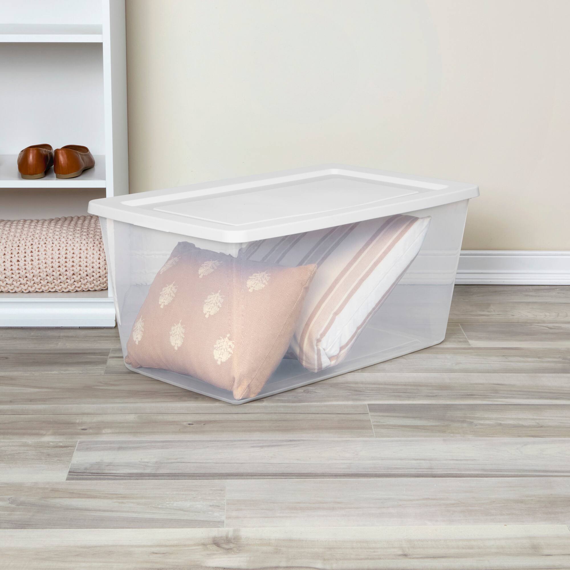 Alt View 2. Sterilite - Sterilite 90 Qt Storage Box, Stackable Plastic Container, Home Organizer, 8 Pack - White.