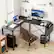 Angle. AOITUN - Reversible L-Shaped Desk 50" Computer Corner Gaming Table with Side Pouch & Bottom Shelf for Home Office - Black.
