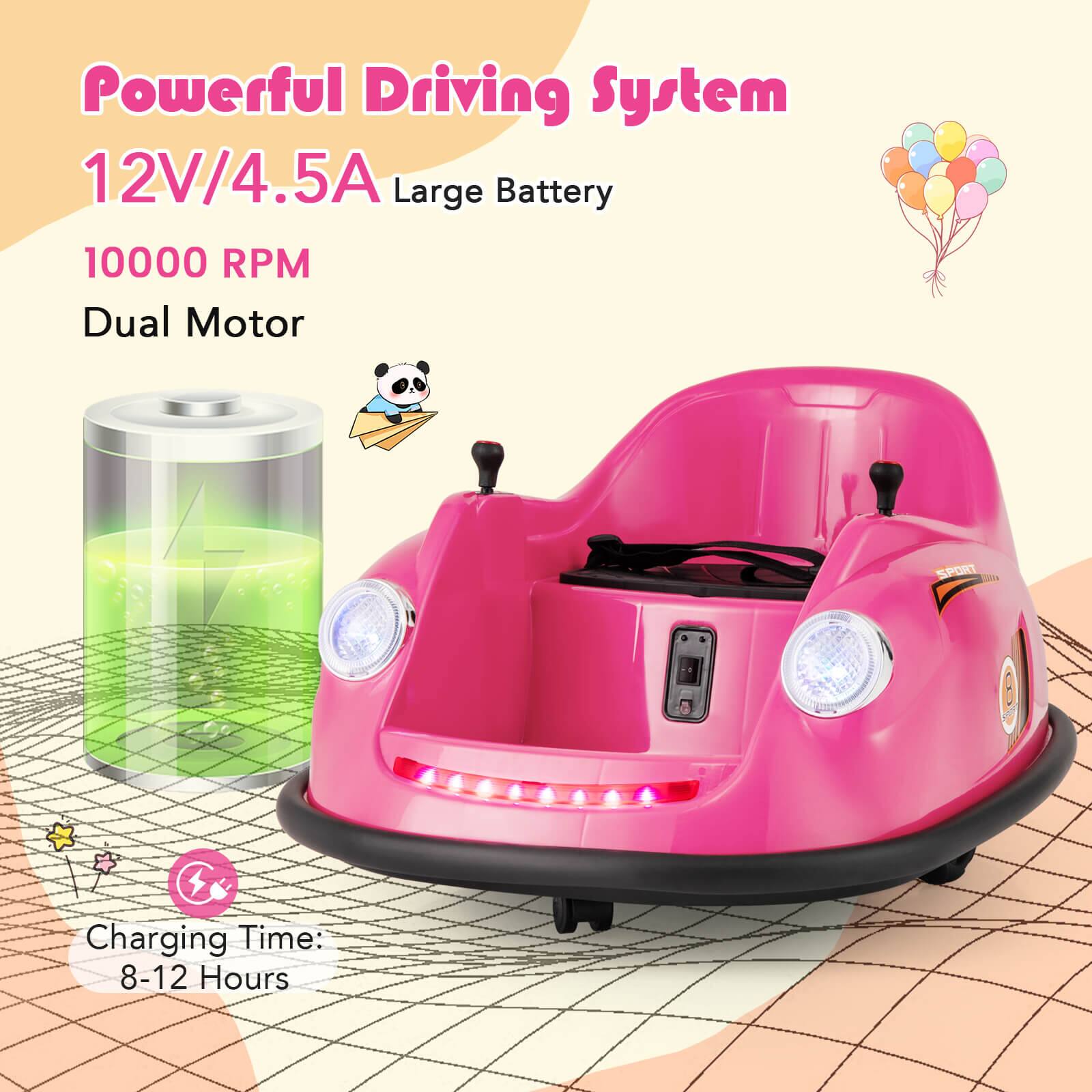 Powerful Driving System  
12V/4.5A Large Battery  
10000 RPM Dual Motor  
Charging Time: 8-12 Hours