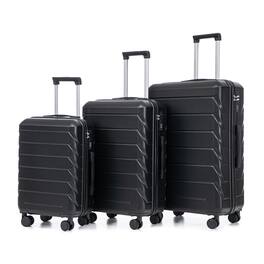 Ecooso - 20"/24"/28" 3 pcs/set in ABS Spinner Wheel Luggage, Matching Color , With Combination Lock - Black