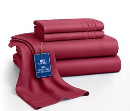 Lux Decor Collection - 4-Piece Queen Bed Sheet Set, Ultra Soft Microfiber, Deep Pocket, Wrinkle-Resistant, Hypoallergenic, All-Season Comfort - Burgundy