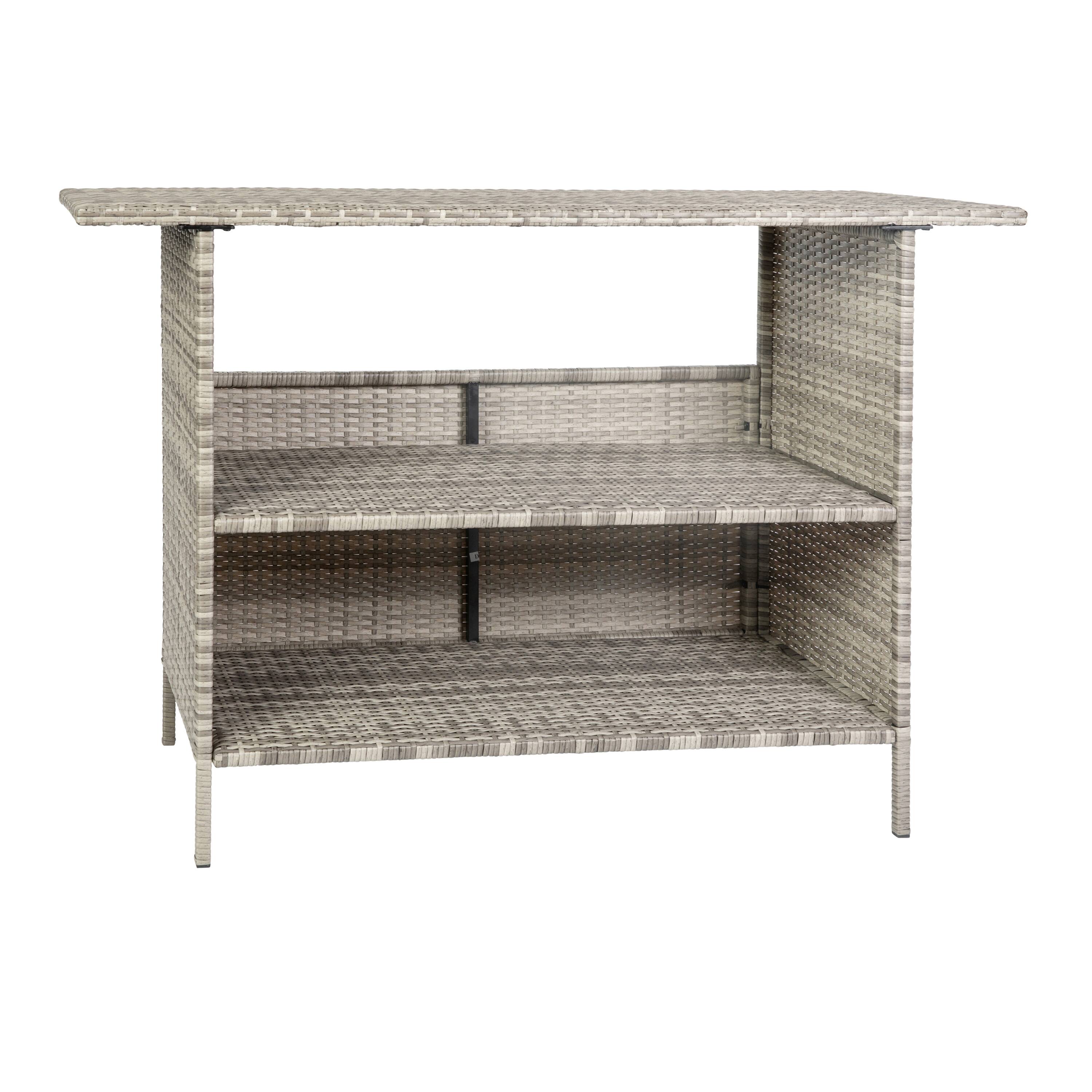 Back. Flash Furniture - Marco Indoor/Outdoor Patio Wicker Rattan Bar Counter Table with 2 Shelves, Gray - Gray.