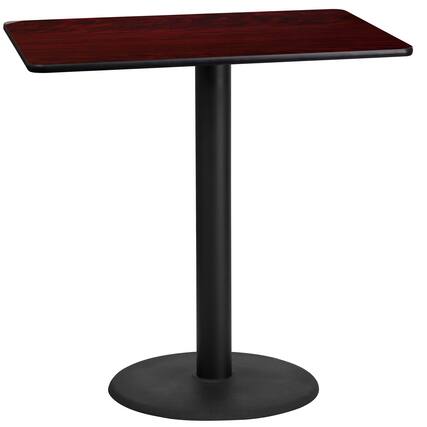 Front. Emma + Oliver - 24"x42" Rectangular Laminate Bar Table with 24" Round Base - Mahogany.