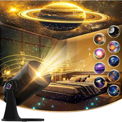 Front. ACJPR - Galaxy Projector with 28 Soothing Sounds – Star and Solar System Planetarium Night Light for Bedroom, Kids & Adults.