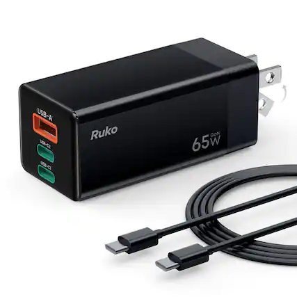 USB-A
USB-C2
USB-C1
Ruko
65W
GaN