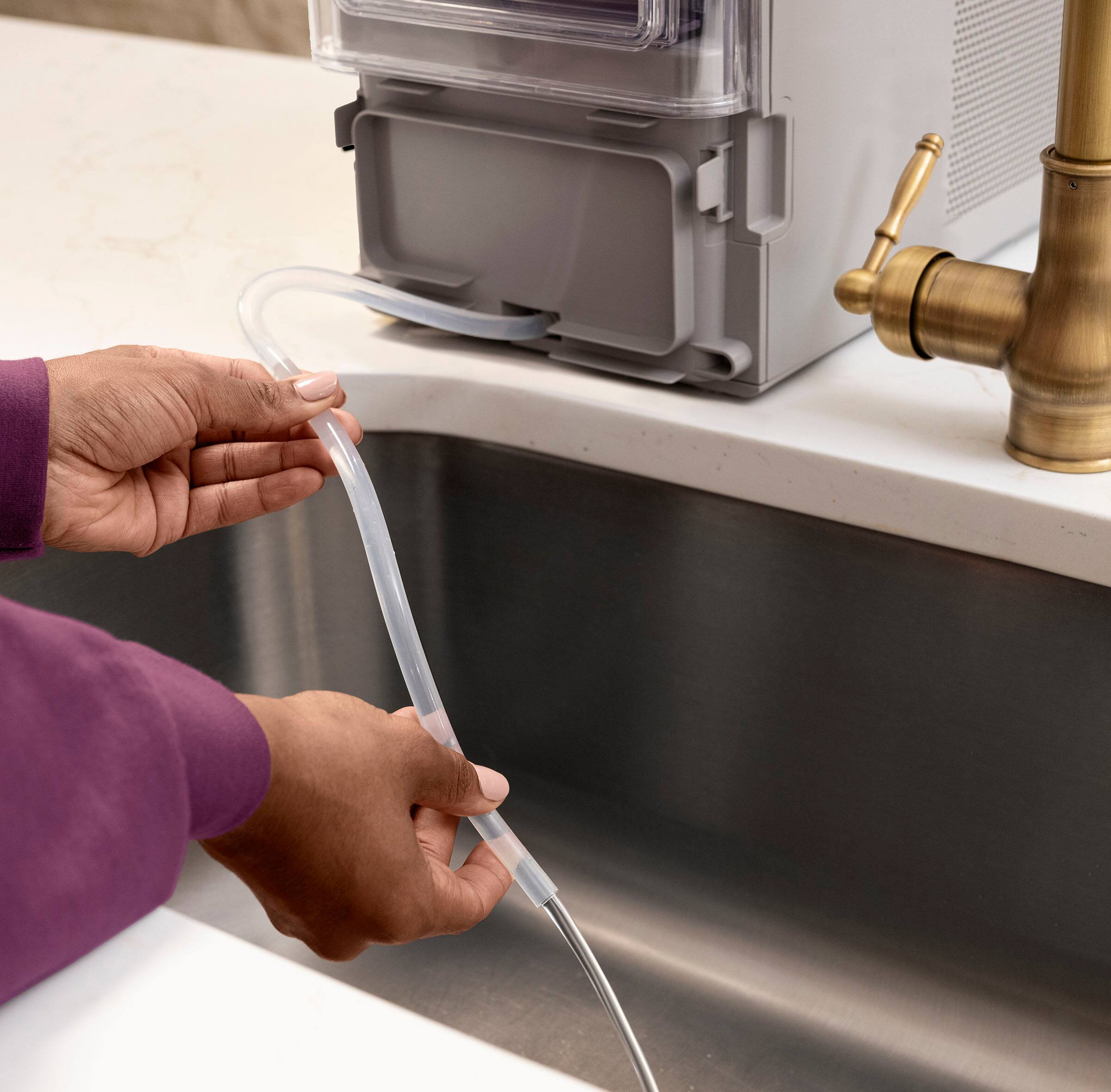 Alt View 11. GE Profile - Opal Mini Countertop Nugget Ice Maker, 36 lb Daily Ice Production - Stone Grey.