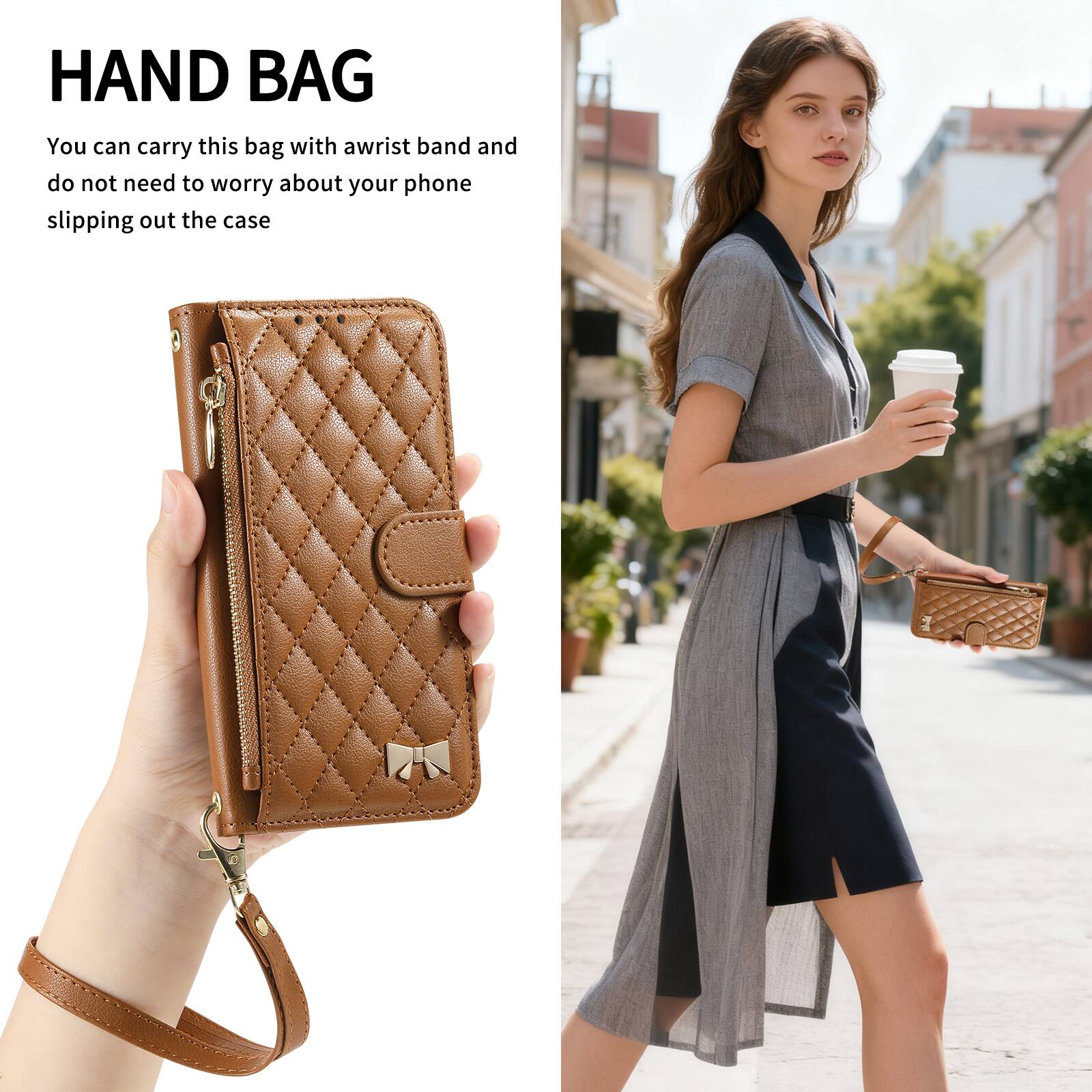 HAND BAG

You can carry this bag with a wrist band and do not need to worry about your phone slipping out the case