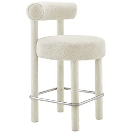 Toulouse Boucle Fabric Counter Stool by Modway - Silver