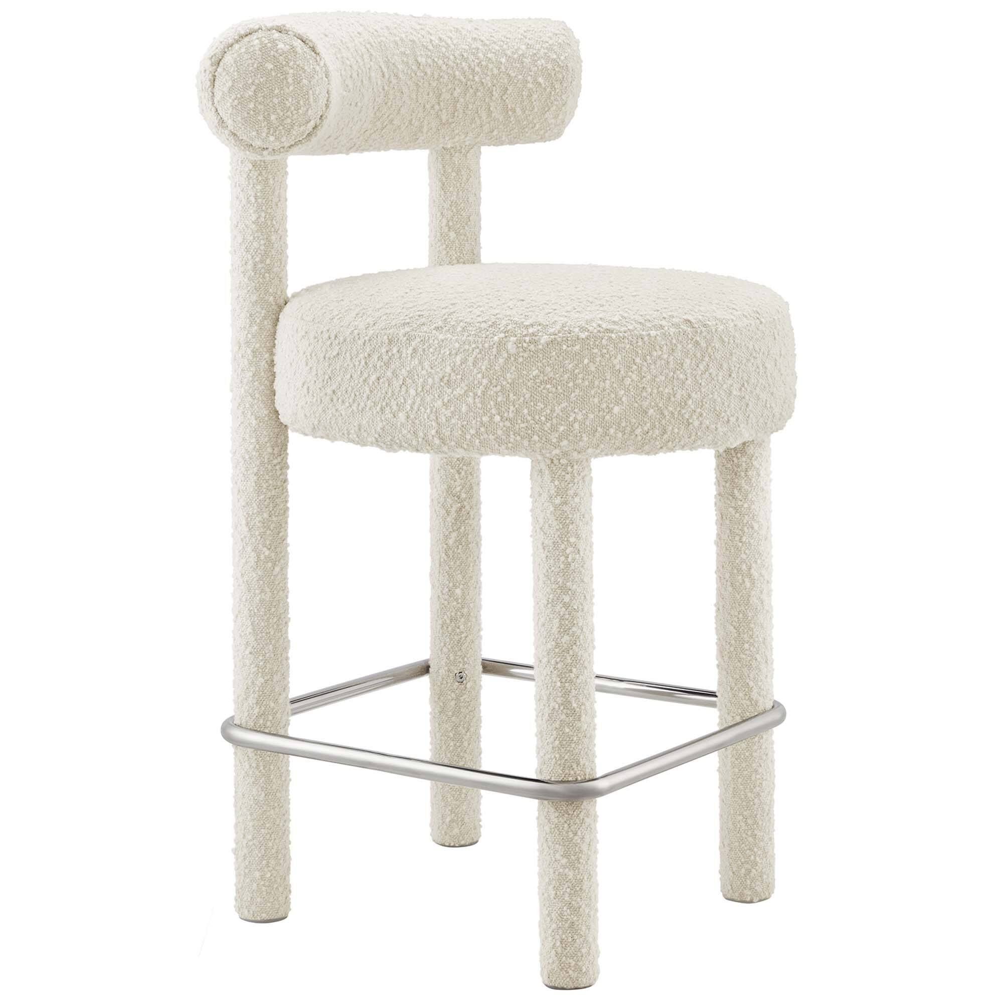 Front. Modway - Toulouse Boucle Fabric Counter Stool by Modway - Silver.