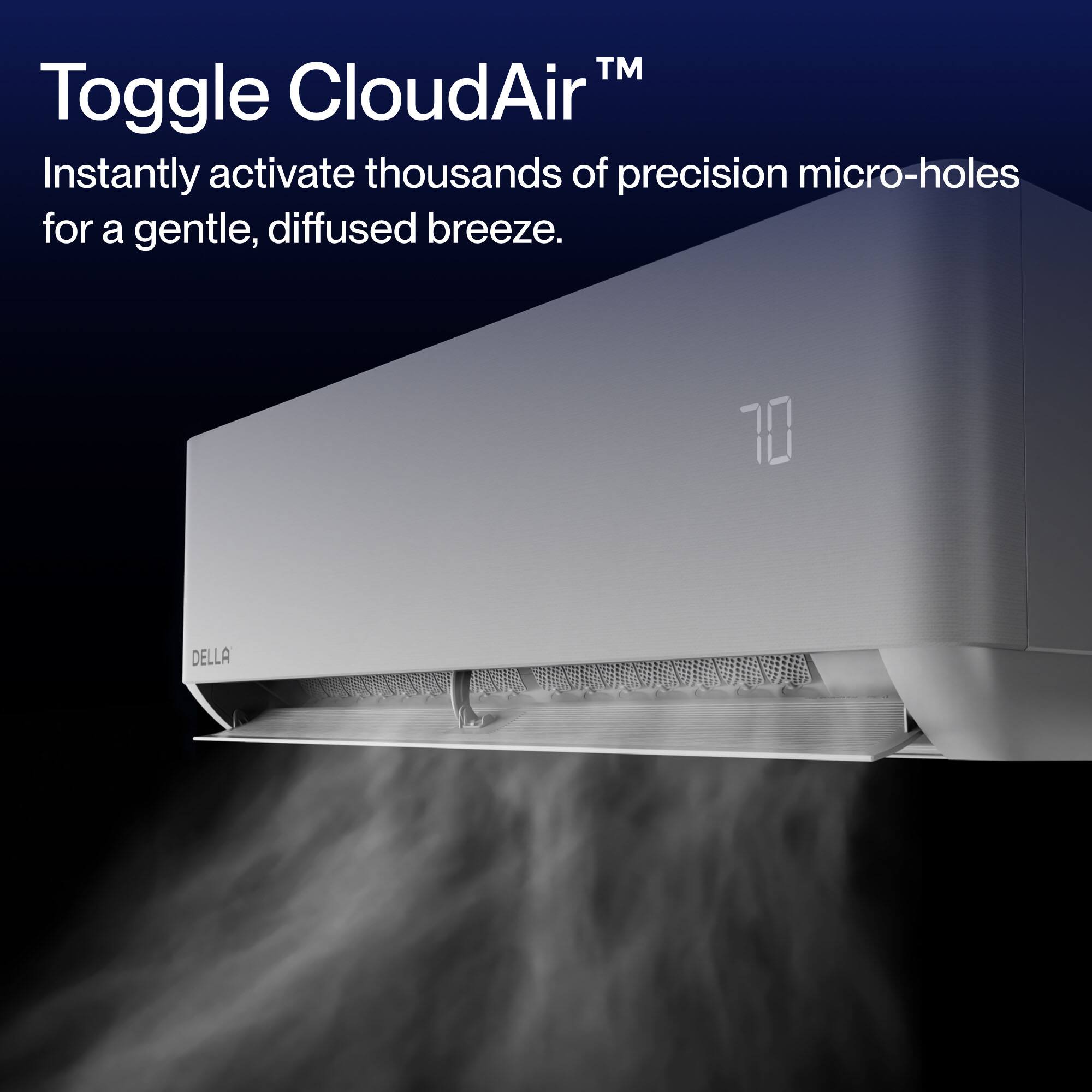 Toggle CloudAir™  
Instantly activate thousands of precision micro-holes for a gentle, diffused breeze.  
10 DELLA