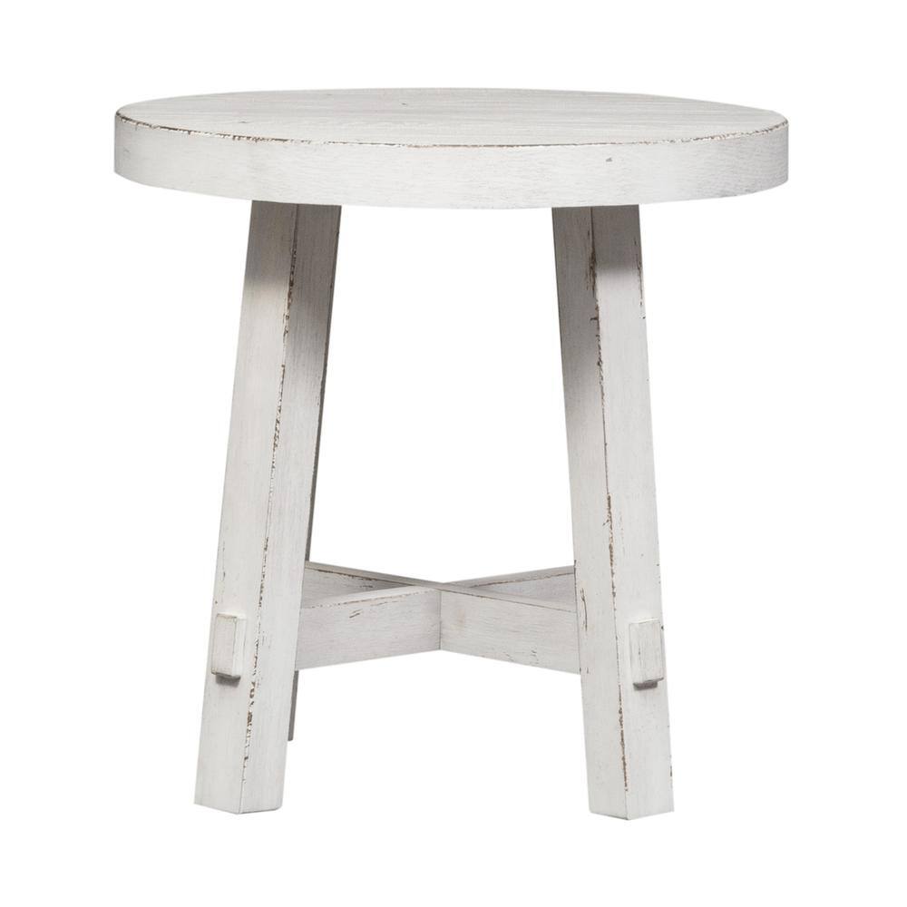 Left. Liberty Furniture Industries - Splay Leg Round End Table - White.