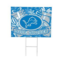 Evergreen Enterprises - Detroit Lions 24" x 18" Happy Holidays Christmas Outdoor Staked Yard Sign - Multicolor