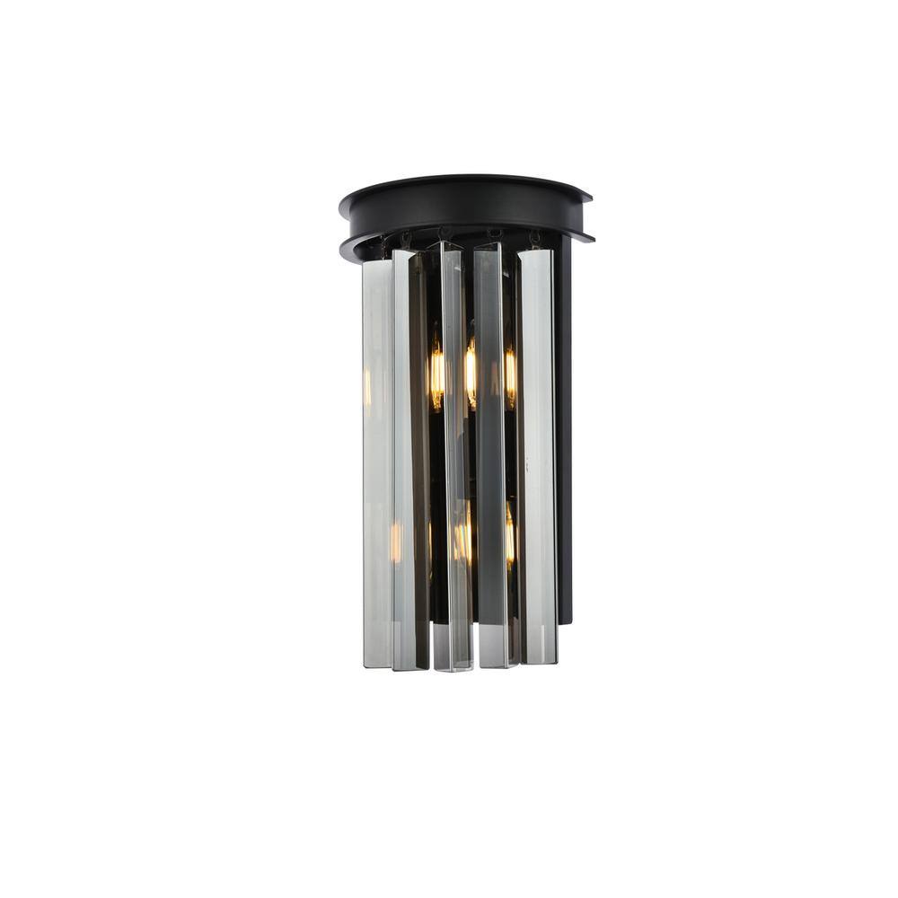 Alt View 3. Urban Classic - Sydney 2 light Matte Black Wall Sconce Silver Shade (Grey) Royal Cut Crystal - Matte Black.