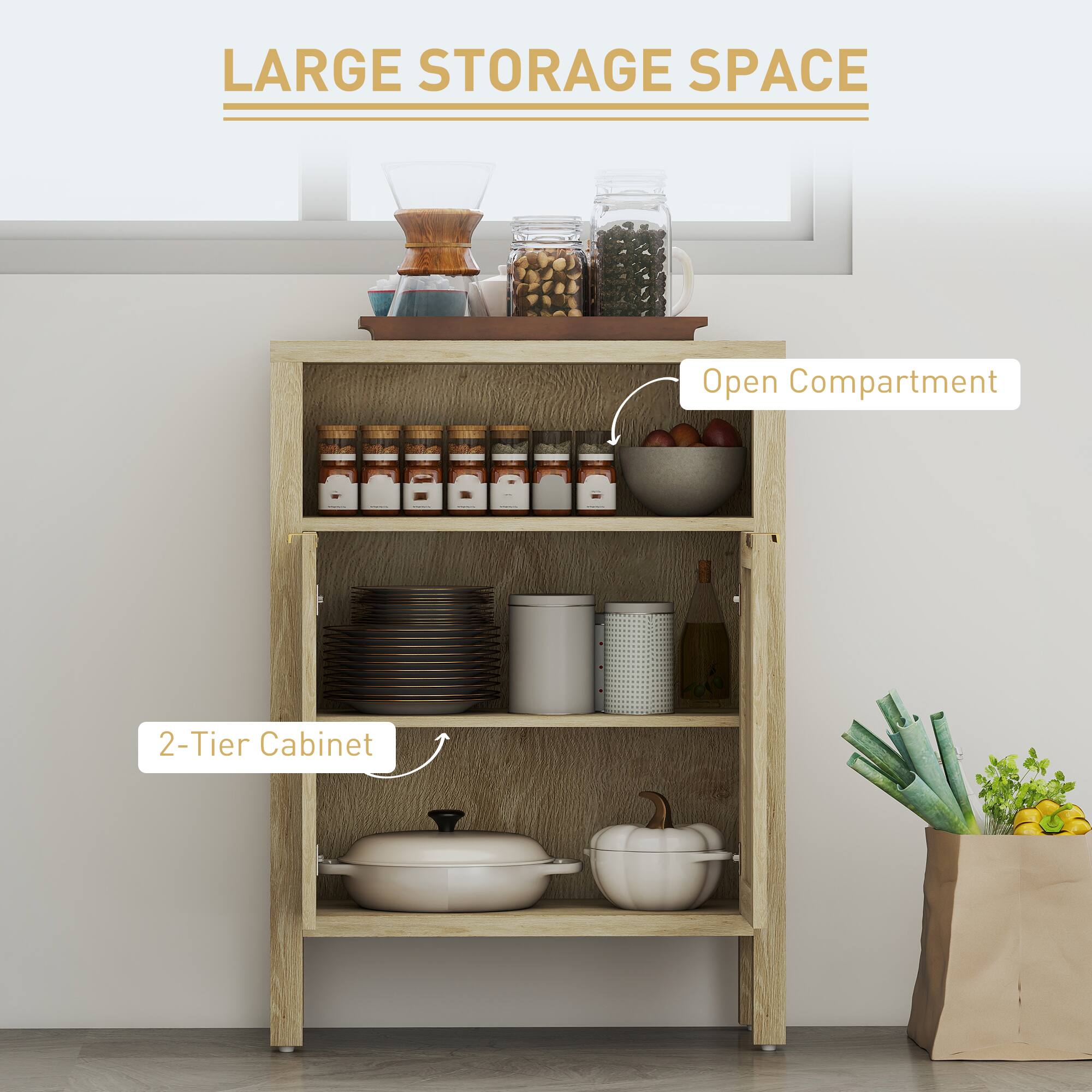 LARGE STORAGE SPACE
Open Compartment
2-Tier Cabinet