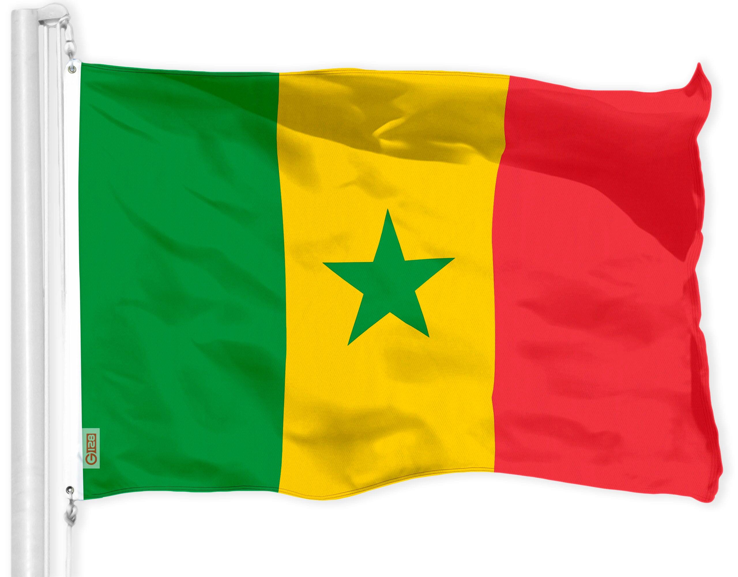 Front. G128 - Senegal Flag 3x5 ft 150D Printed Polyester. - Assorted Colors.