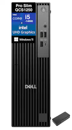 Dell - Pro Slim QCS1250 Mini Desktop (Intel i5-14500, 64GB DDR5, 4TB PCIe SSD, Intel UHD 770, Win 11 Pro) - Black