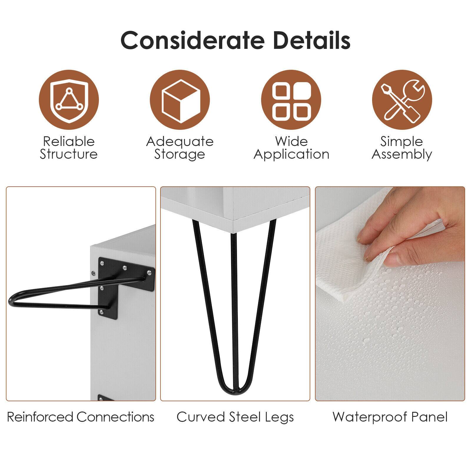 Considerate Details
Reliable Structure
Adequate Storage
Wide Application
Simple Assembly
Reinforced Connections
Curved Steel Legs
Waterproof Panel