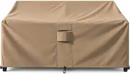 KHOMO GEAR - Outdoor Couch Cover Waterproof, 3-Seater Patio Sofa and Loveseat Cover with Vents and Leg Straps - 76"W x 33"D x 32.5"H - Brown