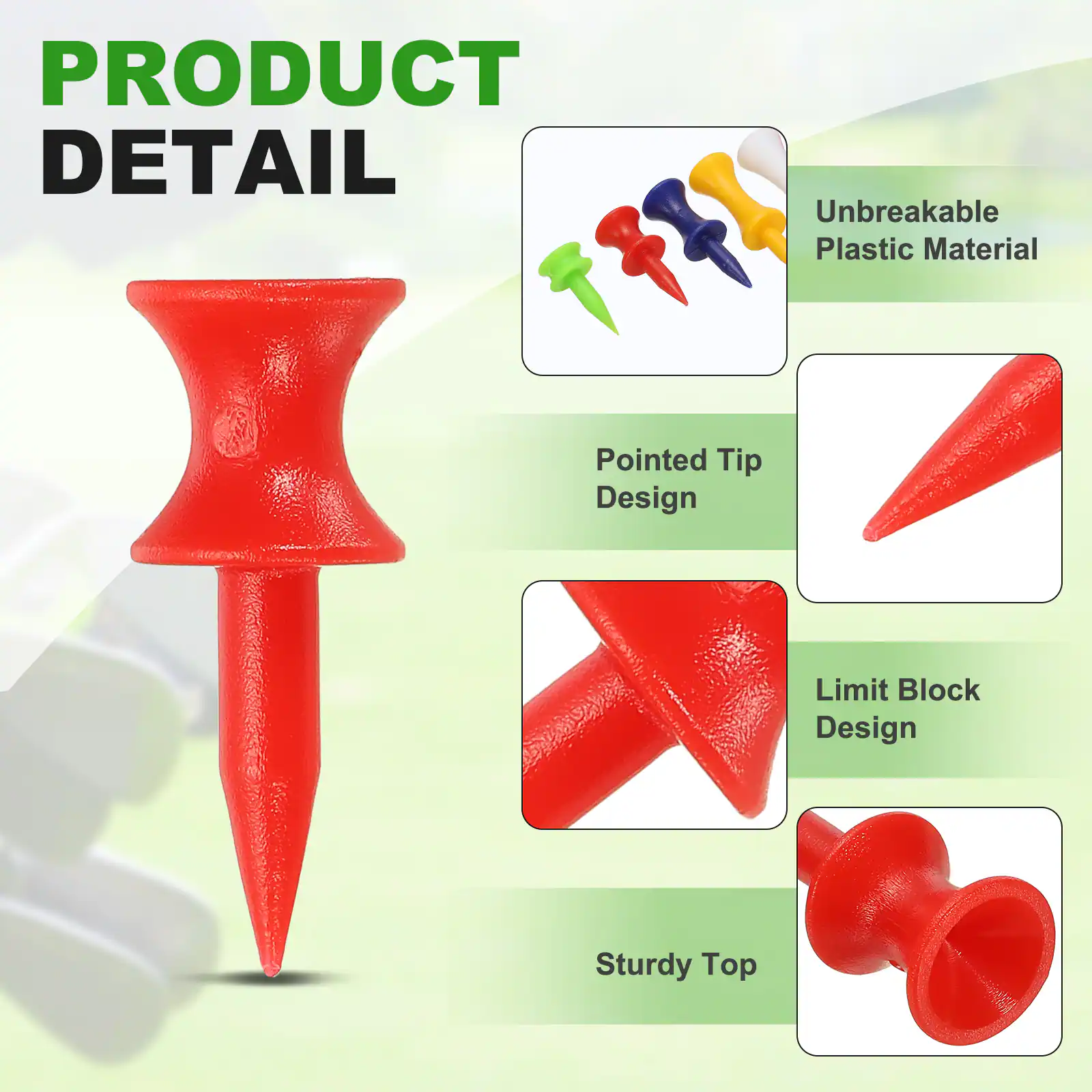 PRODUCT DETAIL

- Unbreakable Plastic Material
- Pointed Tip Design
- Sturdy Top Design
- Limit Block Design