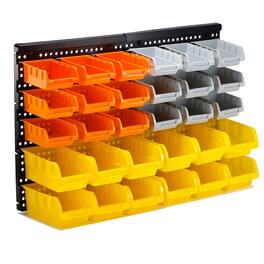 Dazzling Pops - 30-Bin Wall Mounted Storage Bins Kit, Tool Organizer Rack, Garage Hardware Organizer, 5 Color Parts Storage - 25.2inch*16.2inch Style-302
